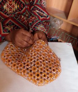 Sewing lining to the beaded purse