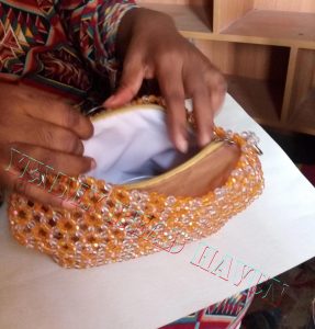 Lining the beaded purse